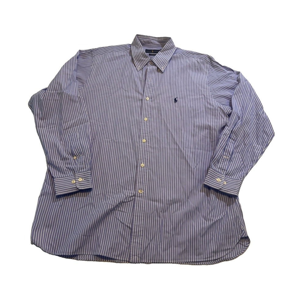 Ralph Lauren Classic Fit Shirt Men XL 32-33 17 Blue White Striped Button Down